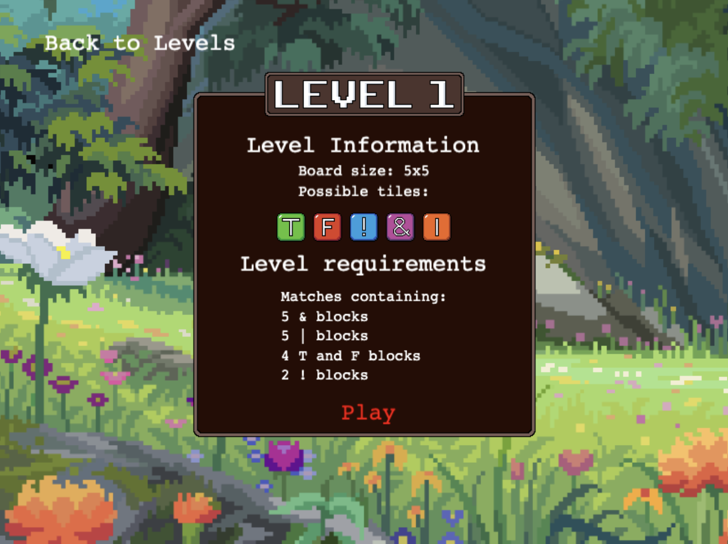 Level Info Screen
